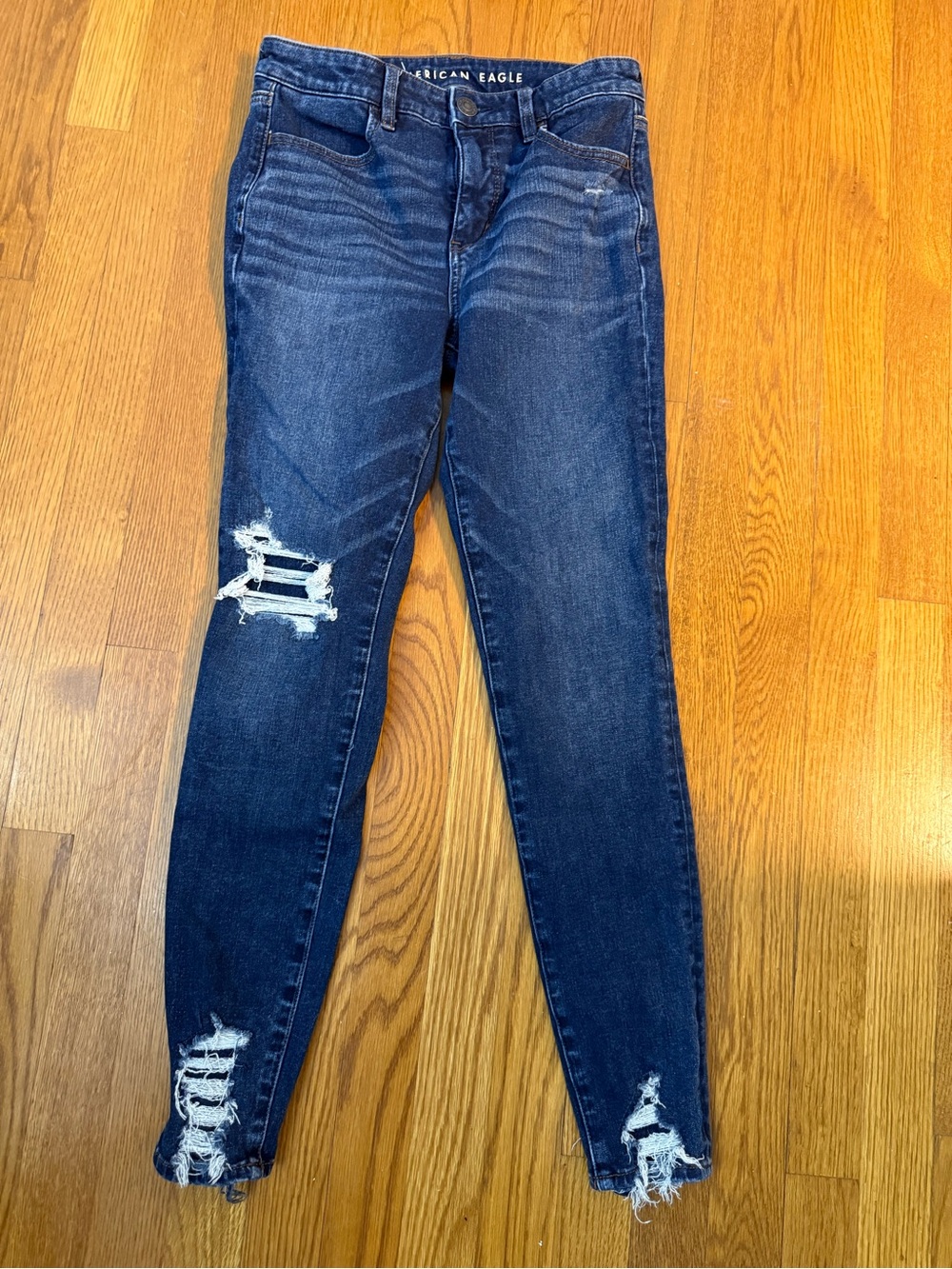 American Eagle Outfitters Dark Blue Ripped Skinny Jeans